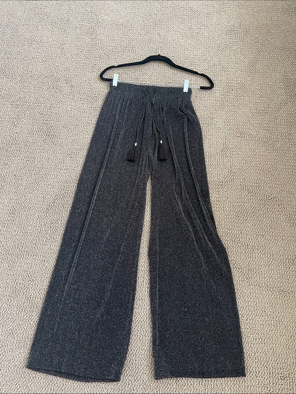 Sparkle Wide-Leg black sheer pants NWOT